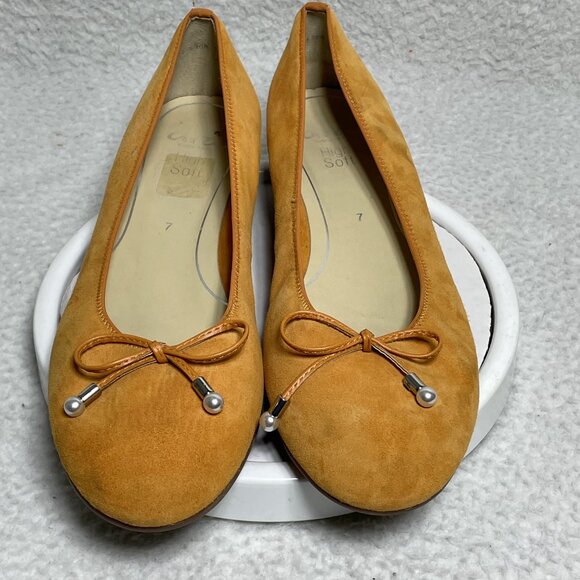 ARALuftpolster High Soft Shoes Flats Womens Sz 7 Orange Suede Cushioned Insole - Picture 2 of 10